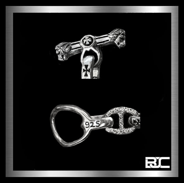 Sterling Silver Biker Necklace Anchor Chain Lion Head Clasp Iron Cross Links - Biker Jewelry Club & Sinister Silver Co.