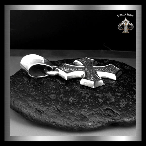 Heavy Sterling Silver Maltese Biker Cross Pendant 3 - Biker Jewelry Club Sinister Silver Co.