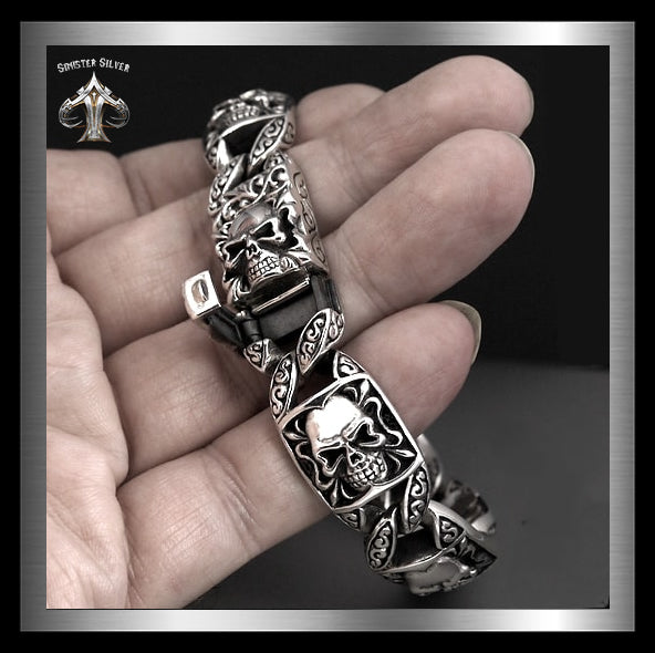 Sterling silver skull on sale bracelets for men