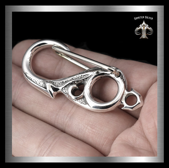 Biker Maori Fish Hook Sterling Silver Belt Clip Wallet Chain Part - Biker Jewelry Club Sinister Silver Co.