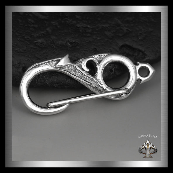 Biker Maori Fish Hook Sterling Silver Belt Clip Wallet Chain Part - Biker Jewelry Club Sinister Silver Co.