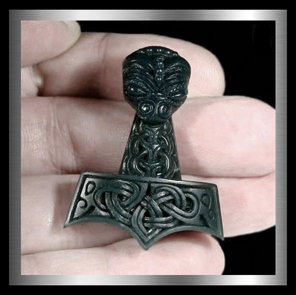 Viking Midgard Serpent Thors Hammer Norse Pendant Sterling Silver 3 - Biker Jewelry Club