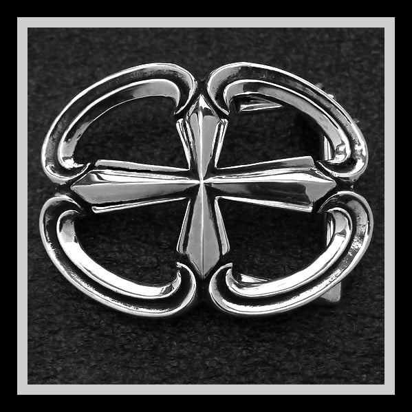 Sterling Silver Iron Cross Biker Belt Buckle 3 - Biker Jewelry Club Sinister Silver Co.