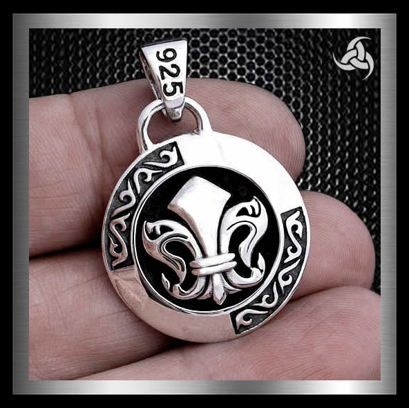 Reversible Cross Fleur De Lis Medieval Templar Pendant Sterling Silver 3 - Biker Jewelry Club Sinister Silver Co.
