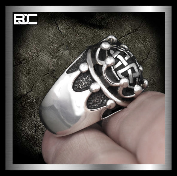 Sterling Silver Biker Medieval Crown Ring 2 - Biker Jewelry Club Sinister Silver Co.