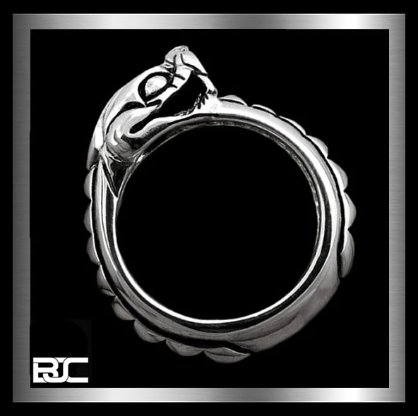Sterling Silver Serpent Snake Biker Ring 2 - Biker Jewelry Club Sinister Silver Co.