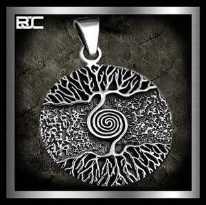 Sterling Silver Yggdrasil Tree Of Life Viking Norse Amulet Pendant 1 - Biker Jewelry Club Sinister Silver Co.