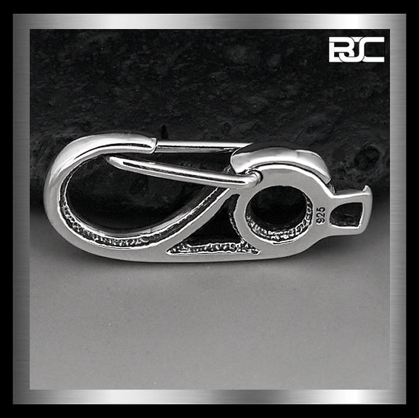 Sterling Silver Biker Belt Clip Fish Hook Carabiner 2 - Biker Jewelry Club Sinister Silver Co.