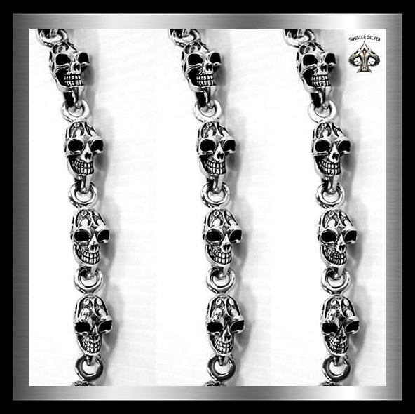 Sterling Silver Biker Blade Skull Wallet Chain 3 - Biker Jewelry Club Sinister Silver Co.