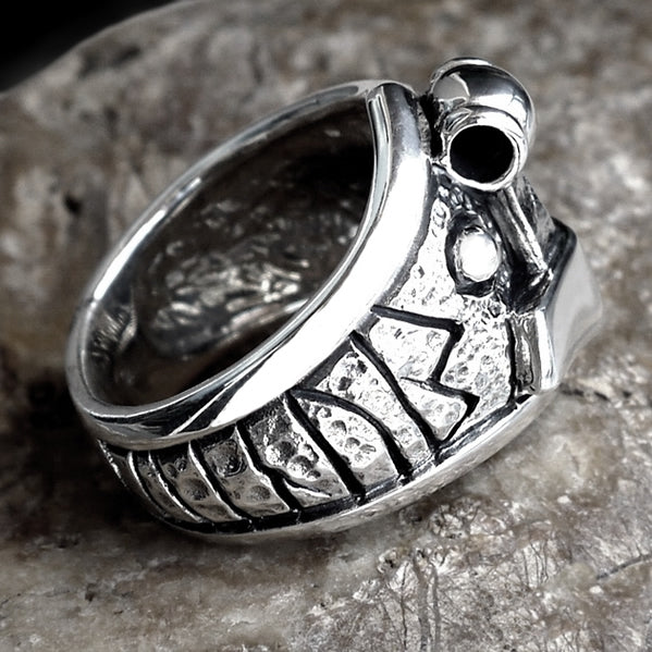 Sterling Silver Viking Thors Hammer Biker Ring 2 - Biker Jewelry Club Sinister Silver Co.