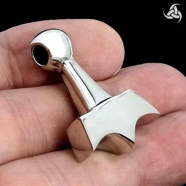 Viking Norse Valknut Thors Hammer Pendant SOLID Sterling Silver Mjollnir 3 - Biker Jewelry Club Sinister Silver Co.