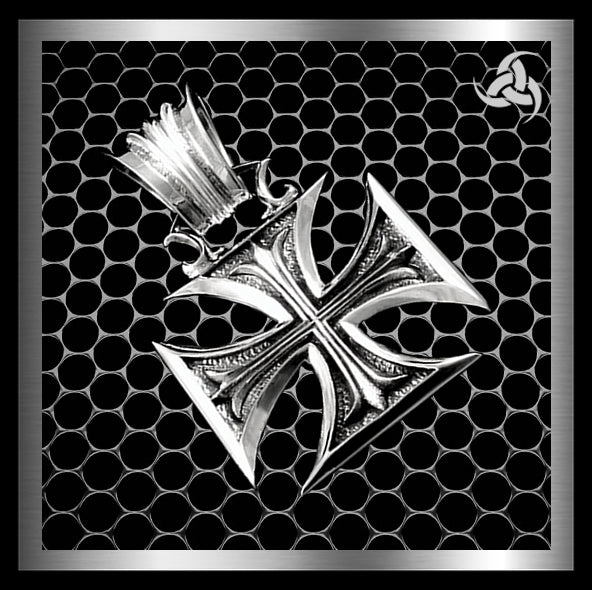 Biker Pendant Maltese Iron Cross Design Sterling Silver - Biker Jewelry Club Sinister Silver Co.