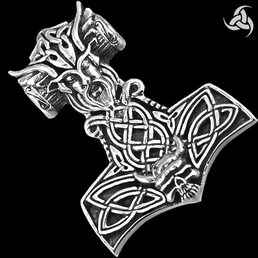 Viking Valkyrie Thors Hammer Solid Sterling Silver Norse 3 - Biker Jewelry Club Sinister Silver Co.