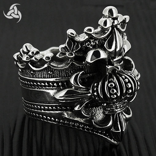 Sterling Silver Mens Royalty Crown Biker Ring 4 - Biker Jewelry Club Sinister Silver Co.
