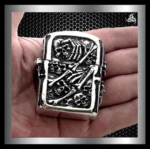 Biker Accessories Lighters, Leather Goods, Skull Items, T Shirts, Earrings - Sinister Silver Co.