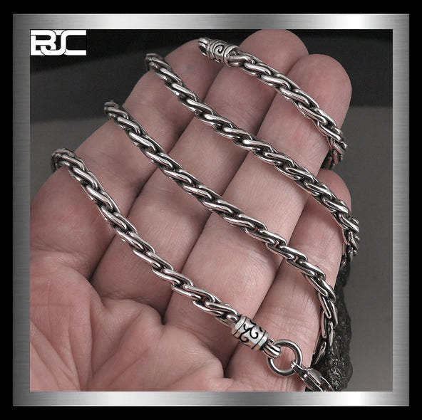 Bali Sterling Silver Biker Necklace Viking Rope Chain 1 Biker Jewelry Club and Sinister Silver Co.