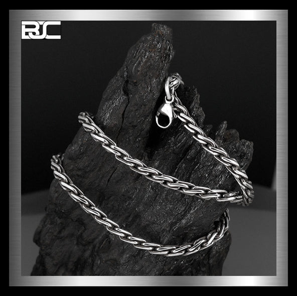 Bali Sterling Silver Biker Necklace Viking Rope Chain 2 Biker Jewelry Club and Sinister Silver Co.