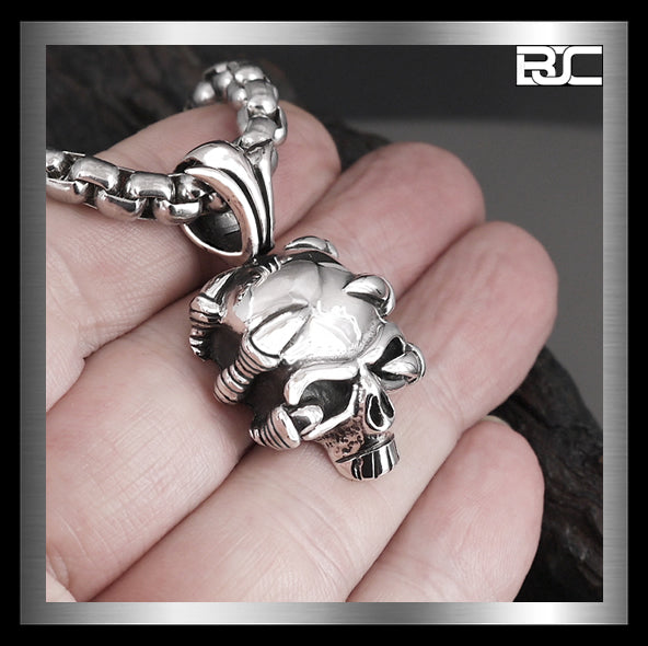 Claw Skull Pendant Sterling Silver Biker Style Pendant 1 - Biker Jewelry Club and Sinister Silver Co.