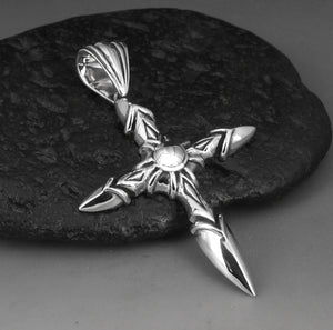 Sterling Silver Bullet Cross Pendant Biker Amulet Medallion