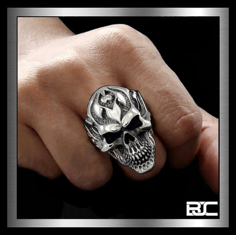 Skull Ring Memento Mori Heavy Skull 925 Sterling Silver 35 Grams #1 Biker Jewelry Club And Sinister Silver Co.