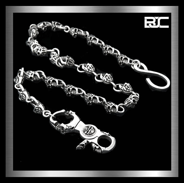 Sterling Silver Biker Blade Skull Wallet Chain 11 - Biker Jewelry Club Sinister Silver Co.