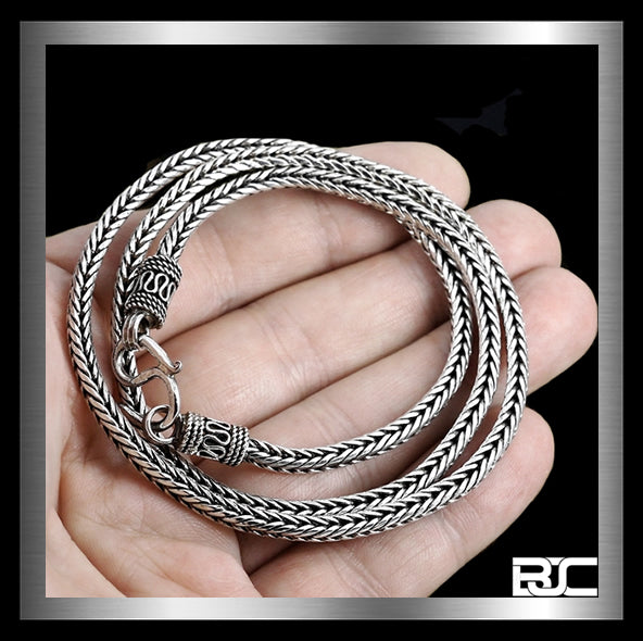 Sterling Silver Biker Necklace Viking Rope Chain 3 Biker Jewelry Club and Sinister Silver Co.