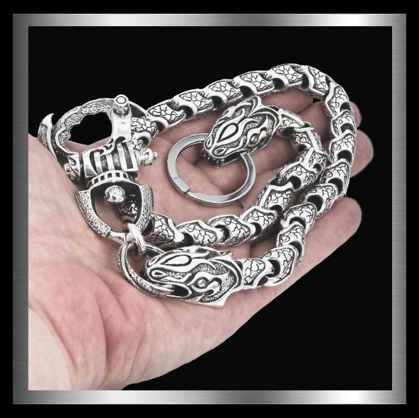Sterling Silver Heavy Biker Wallet Chain Custom Python Design Biker Jewelry Club Sinister Silver Co