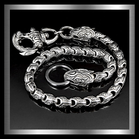 Sterling Silver Heavy Biker Wallet Chain Custom Python Design Biker Jewelry Club and Sinister Silver Co.  #1