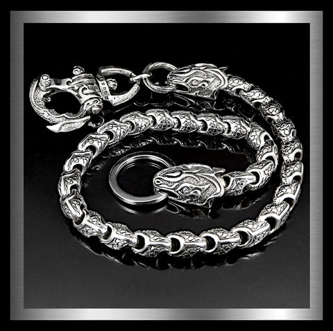 Sterling Silver Heavy Biker Wallet Chain Custom Python Design Biker Jewelry Club and Sinister Silver Co.  #1