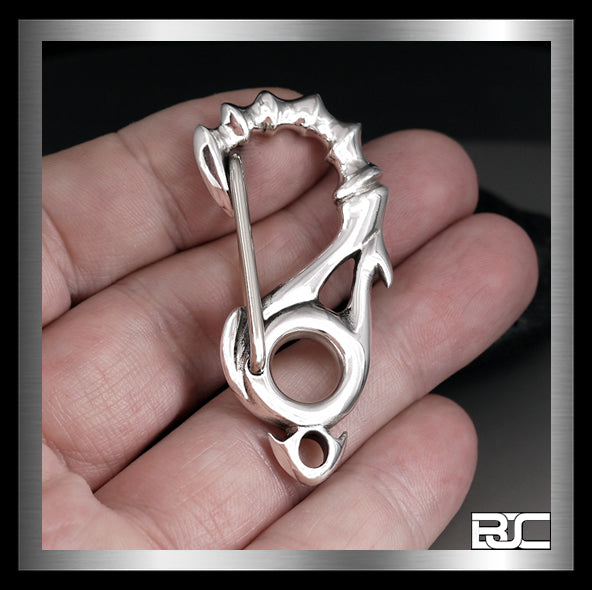 Biker Large Fish Hook Sterling Silver Belt Clip Wallet Chain