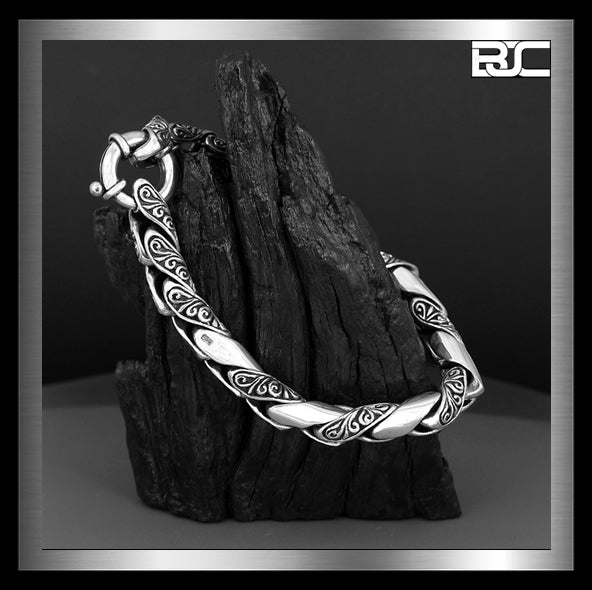 Viking Norse Bracelet Sterling Silver Biker Design 1 Biker Jewelry Club and Sinister Silver Co. 