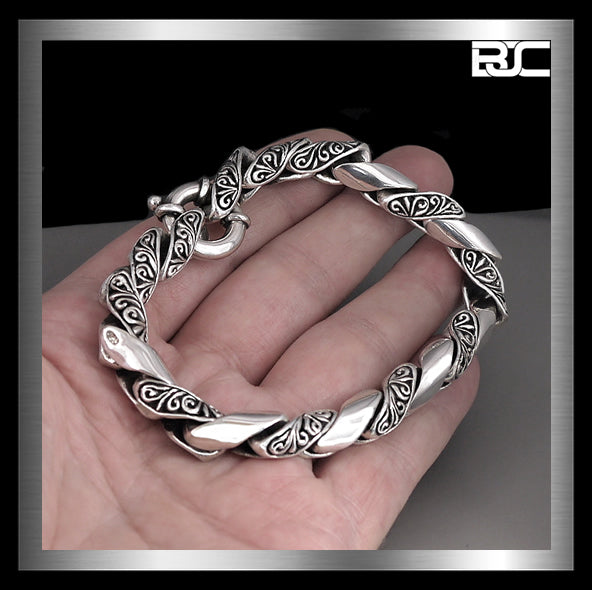 Viking Norse Bracelet Sterling Silver Biker Design 2 Biker Jewelry Club and Sinister Silver Co.