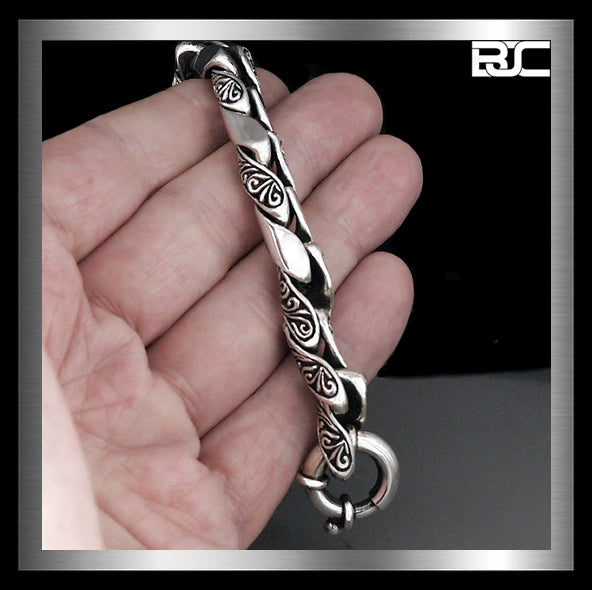 Viking Norse Bracelet Sterling Silver Biker Design 4 Biker Jewelry Club and Sinister Silver Co.