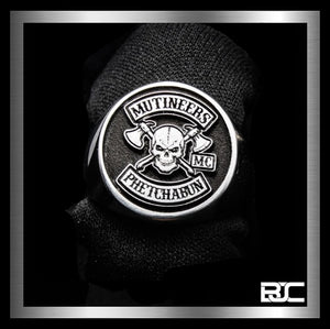 Biker MC Round Top Signet Ring 10 Pieces In Stainless Steel