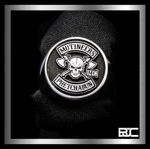 Biker MC Round Top Signet Ring 10 Pieces In Stainless Steel