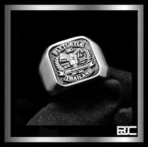 Biker MC Square Top Signet Ring 10 Pieces In Stainless Steel Biker Jewelry Club and Sinister Silver Co.