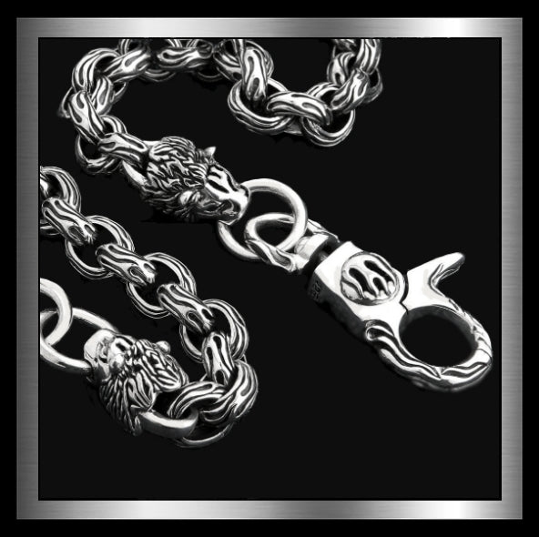 Sterling Silver Biker Lion Flame Link Wallet Chain – Biker Jewelry