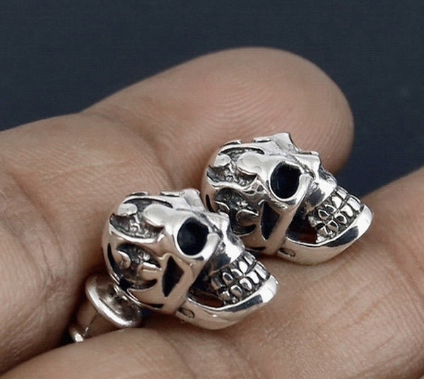 Biker Tribal Skull Earrings Sterling Silver Jewelry 1-Pair - 5 Biker Jewelry Club Sinister Silver Co.
