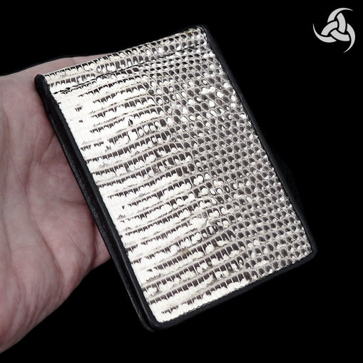 Biker Lizard Skin Soft Leather Minimalist Wallet Money Clip 6 Biker Jewelry Club Sinister Silver Co.