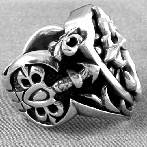 Mens Biker Ring Sword And Cross Shield Sterling Silver 3 - Biker Jewelry Club Sinister Silver Co.