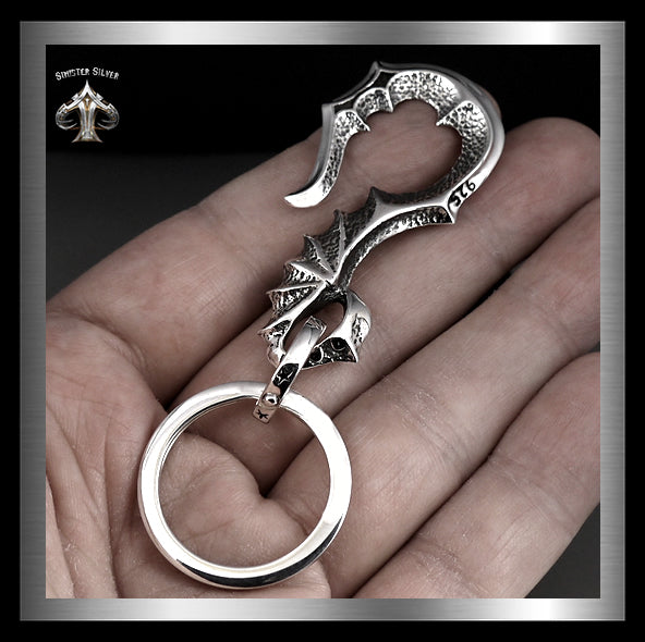 Biker Bat Wing Keychain, Keyring 925 Sterling Silver Jewelry 1 - Biker Jewelry Club Sinister Silver Co.