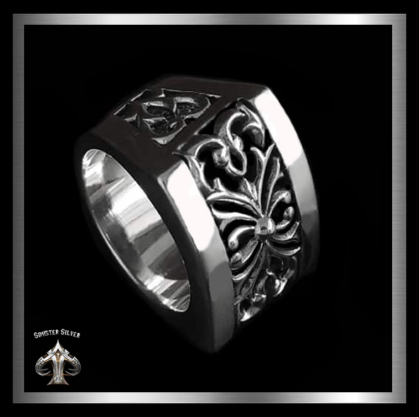 Heavy Biker Medieval Ring In Solid Sterling Silver 1 - Biker Jewelry Club Sinister Silver Co.