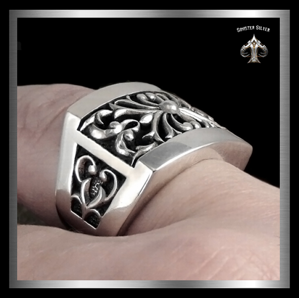 Heavy Biker Medieval Ring In Solid Sterling Silver 2 - Biker Jewelry Club Sinister Silver Co.