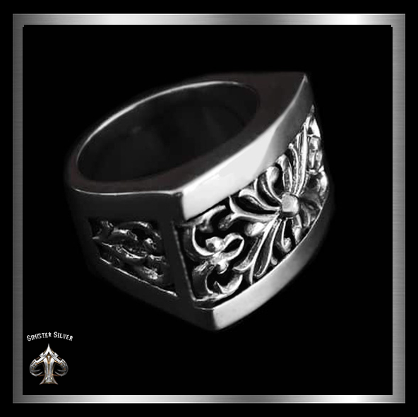 Heavy Biker Medieval Ring In Solid Sterling Silver 3 - Biker Jewelry Club Sinister Silver Co.