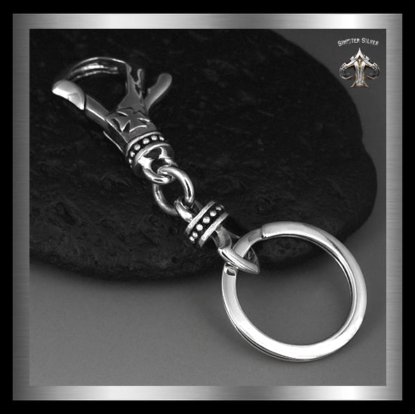 925 Sterling Silver Skull Key Chain