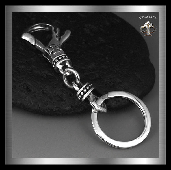 Biker Iron Cross Medieval Keychain Keyring 925 Sterling Silver Jewelry 4 Biker Jewelry Club Sinister Silver Co.