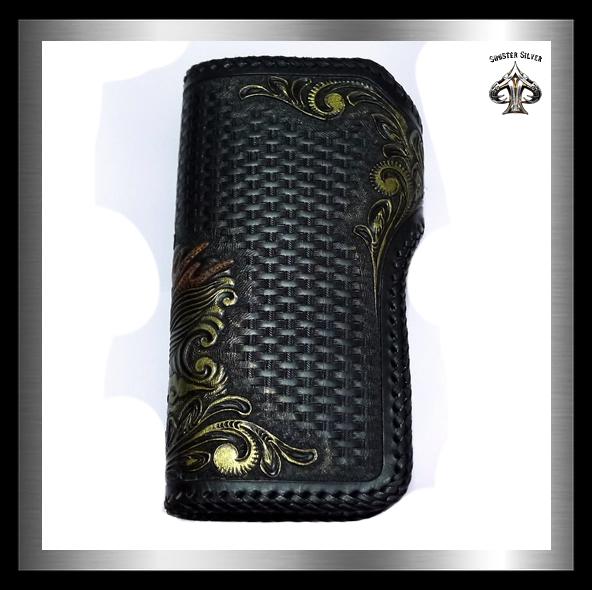Biker Dragon Wallet Premium Hand Carved Hand Tooled Leather 3 - Biker Jewelry Club Sinister Silver Co.
