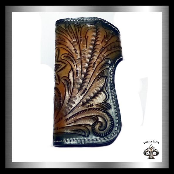PREMIUM Biker Cross Wallet Hand Carved Hand Tooled Leather 5 - Biker Jewelry Club Sinister Silver Co.