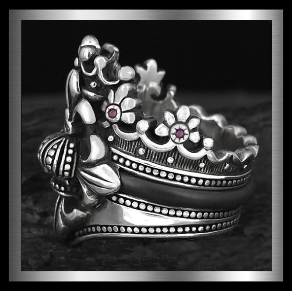 Giant Fleur De Lis Crown Ring In Sterling Silver 4 Biker Jewelry Club Sinister Silver Co.