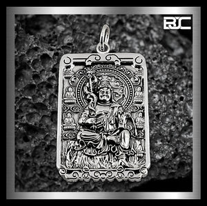 Japanese Acala Rohan Guardian Biker Pendant 999 Fine Silver 1 - Biker Jewelry Club Sinister Silver Co.